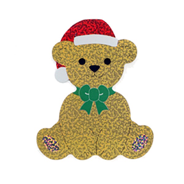 스티커펀 오쿠야마 크리스마스 라지 홀로그램 스티커 : 곰돌이 산타샐러드마켓