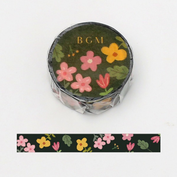BGM 마스킹테이프 15mm : 꽃밭 블랙샐러드마켓