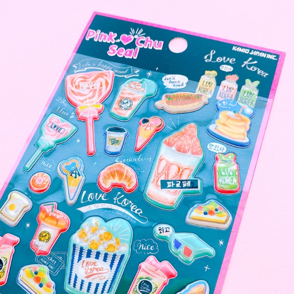 [K-푸드] 카미오 핑크 ♥ 츄 에폭시 입체 스티커 / 폰꾸샐러드마켓