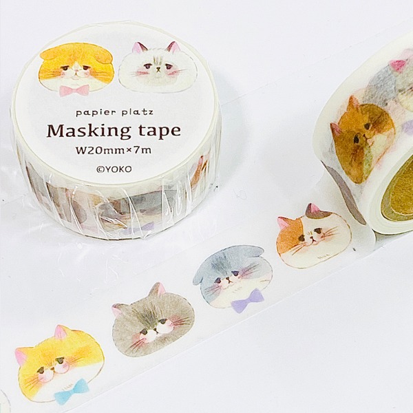파피아프랏츠 요코 마스킹테이프 20mm : 고양이 얼굴샐러드마켓