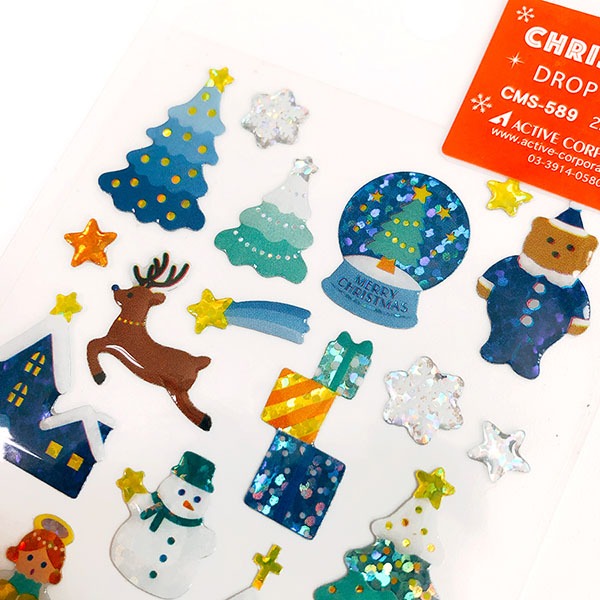 액티브 크리스마스 에폭시 드롭 스티커 : 블루 곰인형 589샐러드마켓