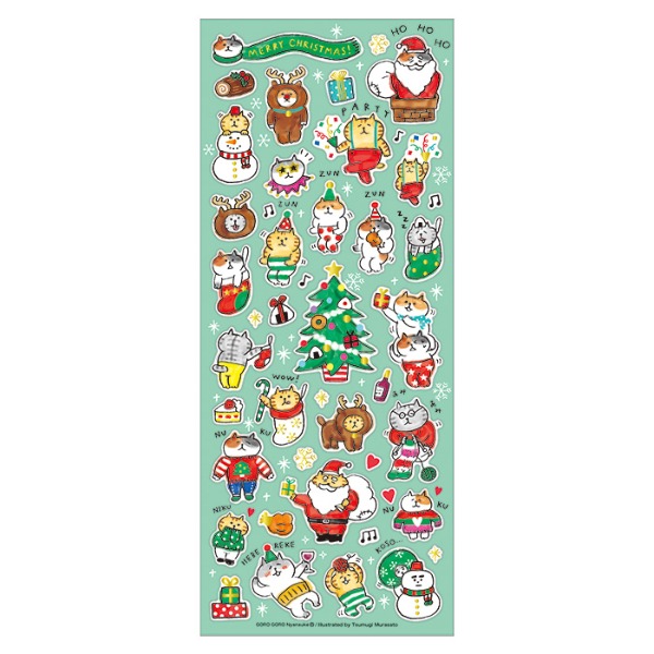 마인드웨이브 윈터 셀렉션 크리스마스 스티커 : 고양이 고로고로 냥스케 민트샐러드마켓