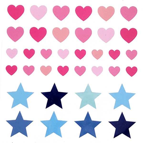 마인드웨이브 도형 봉봉 스티커 : 핑크 하트&amp;블루 별샐러드마켓