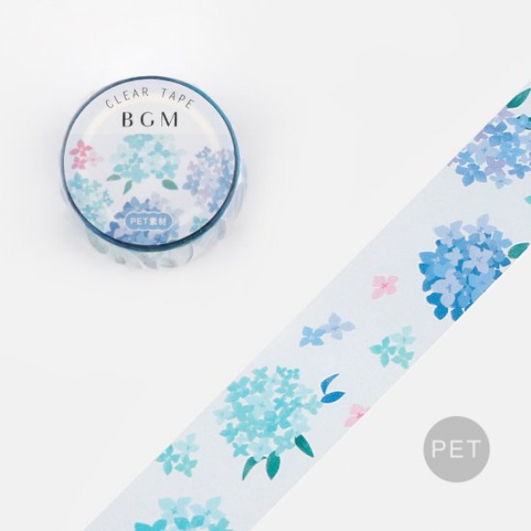 BGM 클리어 투명 데코 테이프 20mm : 블루 플라워샐러드마켓