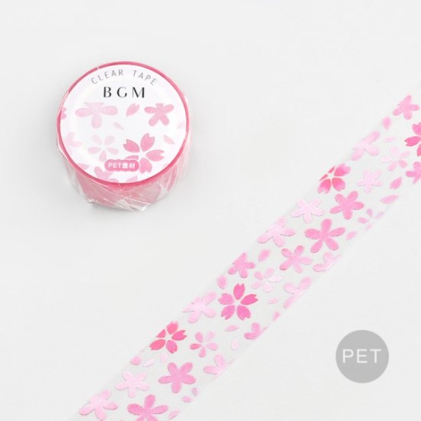 BGM 클리어 투명 데코 테이프 20mm : 흩날리는 벚꽃 003샐러드마켓