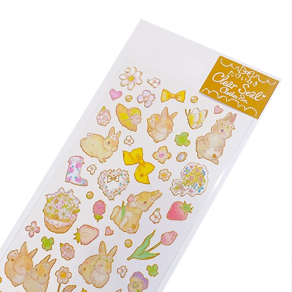 [토끼와 꽃] 클로즈핀 타케이미키 후치 금박 스티커샐러드마켓