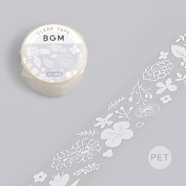 BGM 클리어 테이프 20mm : 화이트 꽃밭샐러드마켓