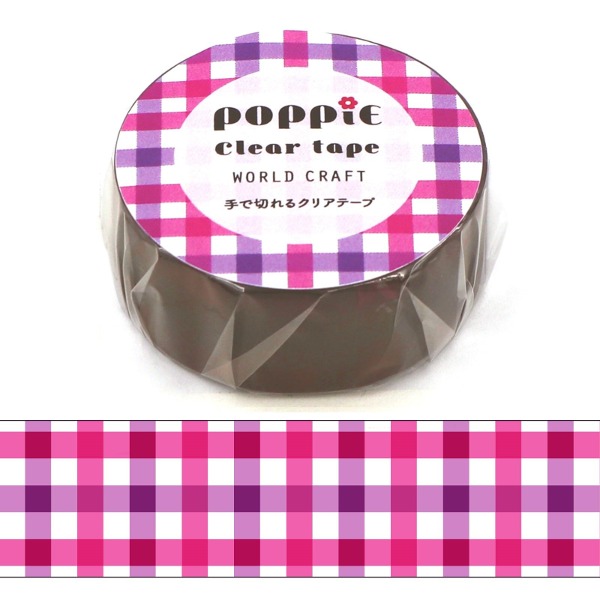 월드크래프트 POPPiE 클리어 투명 데코 테이프 15mm : 핑크 체크샐러드마켓