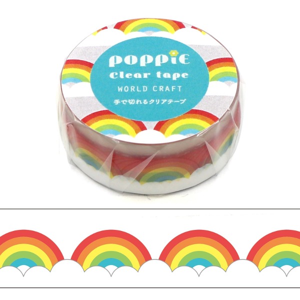 월드크래프트 POPPiE 클리어 투명 데코 테이프 15mm : 레인보우 패턴샐러드마켓