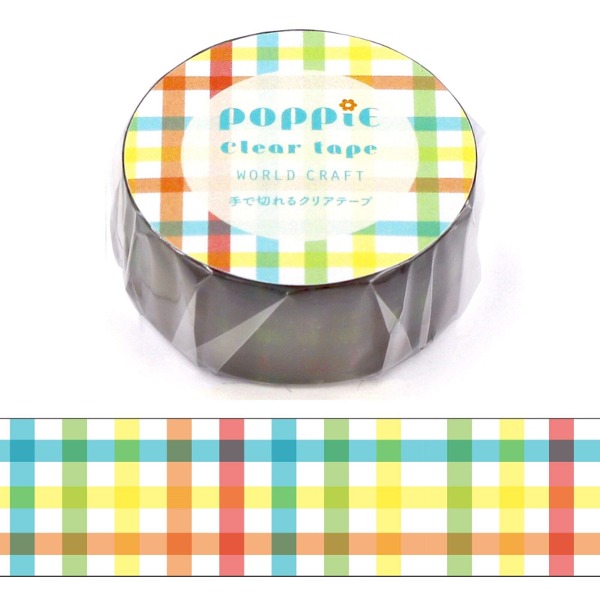 월드크래프트 POPPiE 클리어 투명 데코 테이프 15mm : 컬러풀 체크샐러드마켓