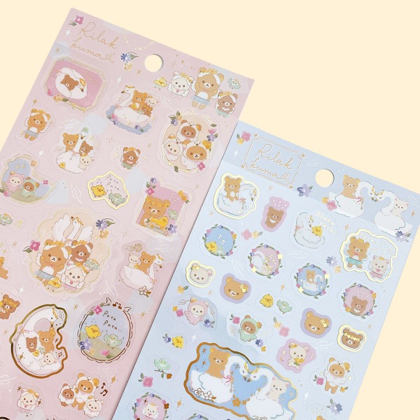 리락쿠마 스완과 금빛 꽃 시리즈 클리어 금박 스티커샐러드마켓
