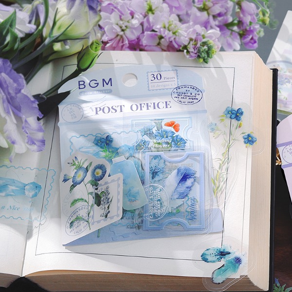 BGM 정원우체국 꽃 클리어 조각 스티커 : 블루샐러드마켓