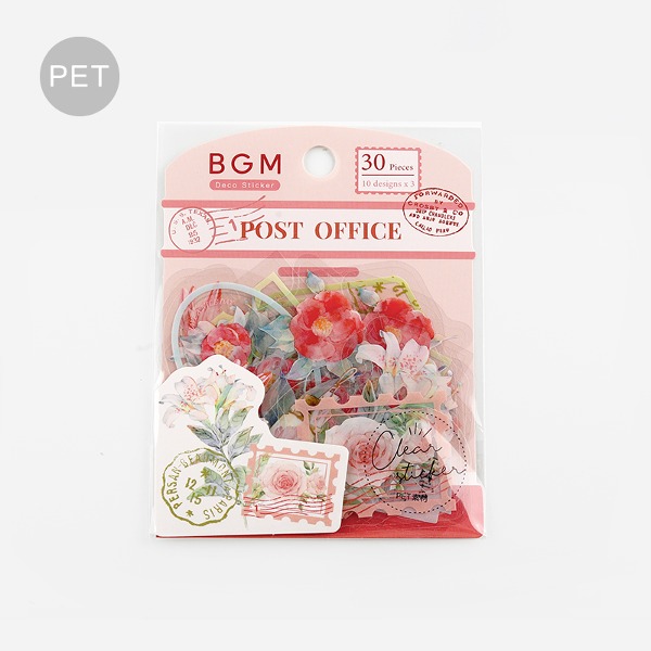BGM 정원우체국 꽃 클리어 조각 스티커 : 레드샐러드마켓