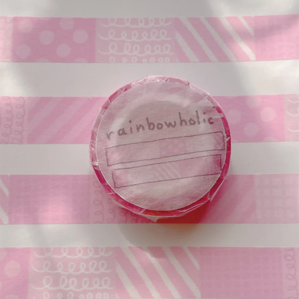 레인보우홀릭 마스킹테이프 15mm : 핑크 패턴샐러드마켓