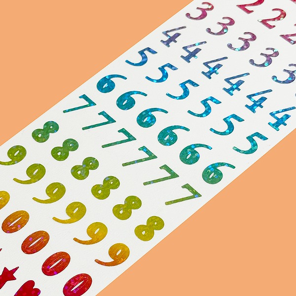 클로즈핀 홀로그램 스티커 : 그라데이션 숫자샐러드마켓