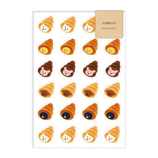 파피아프랏츠 AOYOSHI 음식×동물 스티커 : 소라빵 침낭샐러드마켓