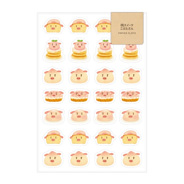 파피아프랏츠 AOYOSHI 음식×동물 스티커 : 꿀꿀 복숭아 디저트샐러드마켓