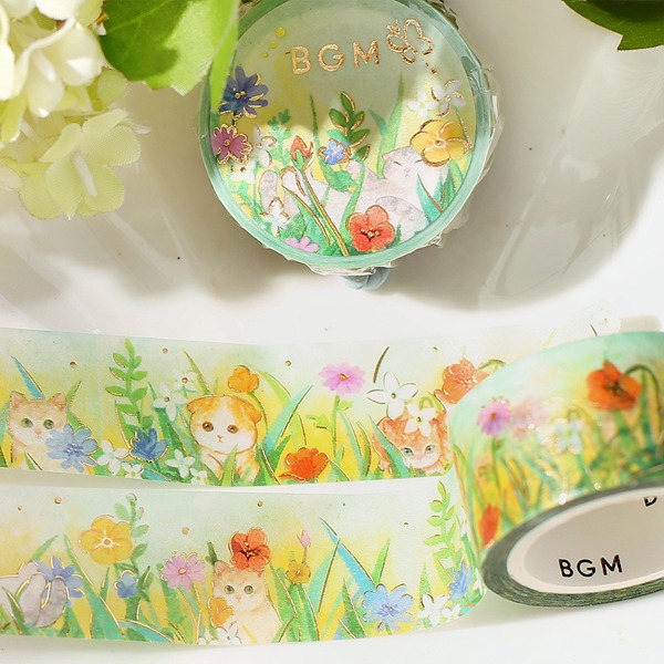 BGM 꽃과 고양이 금박 마스킹테이프 20mm : 나른한 오후샐러드마켓
