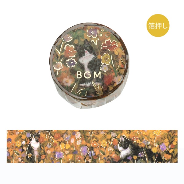 BGM 꽃과 고양이 금박 마스킹테이프 20mm : 하치와레샐러드마켓