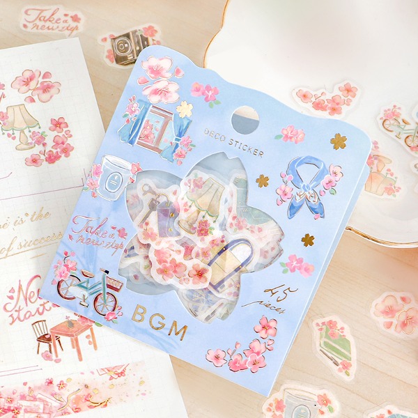 BGM 벚꽃 금박 마스킹 조각 스티커 : 새로운 시작샐러드마켓