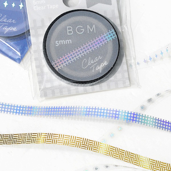BGM 클리어 투명 데코 테이프 5mm  : 실버체크샐러드마켓